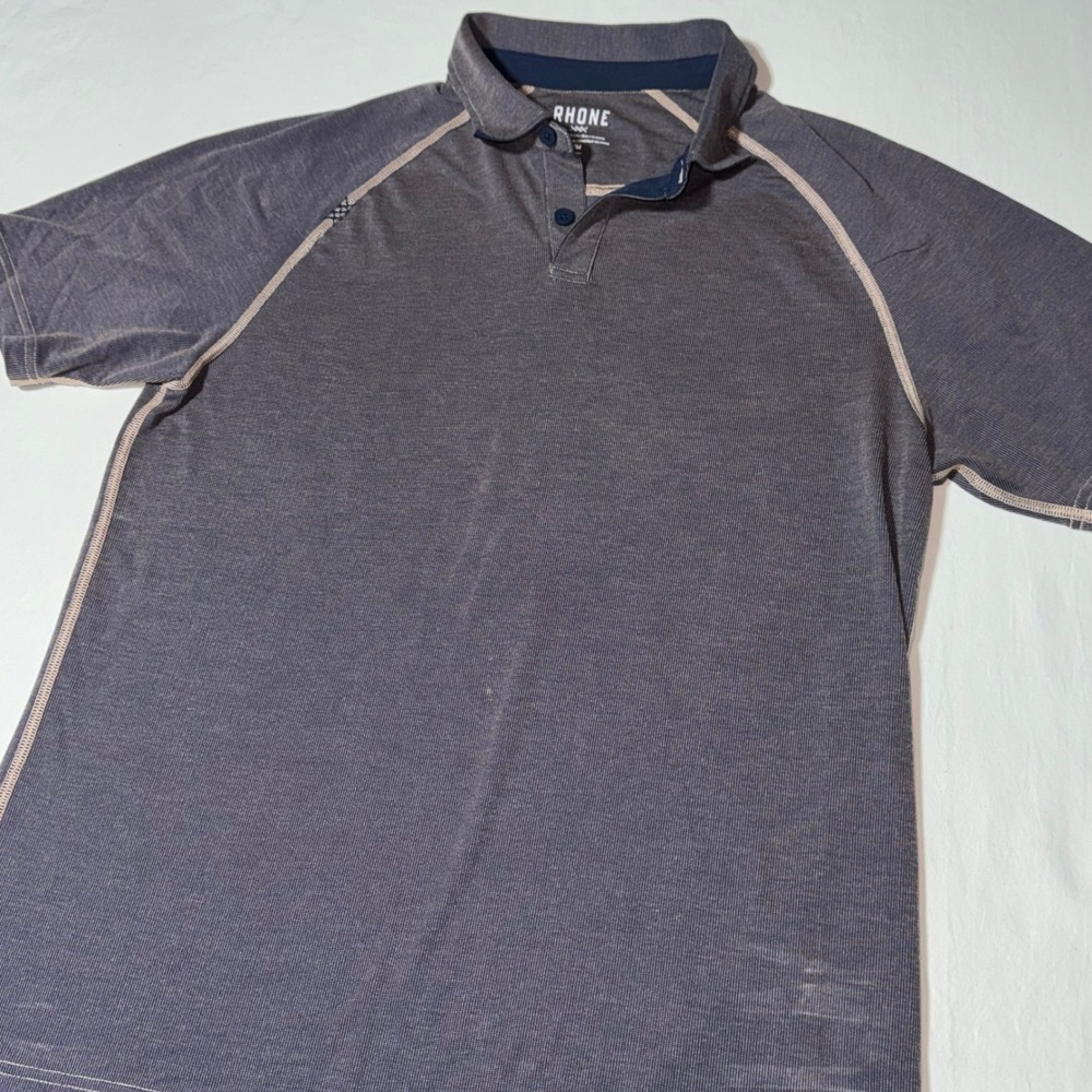 Rhone Short Sleeve Polo‎ Shirt Mens M Gray Raglan Performance Golf Stretch